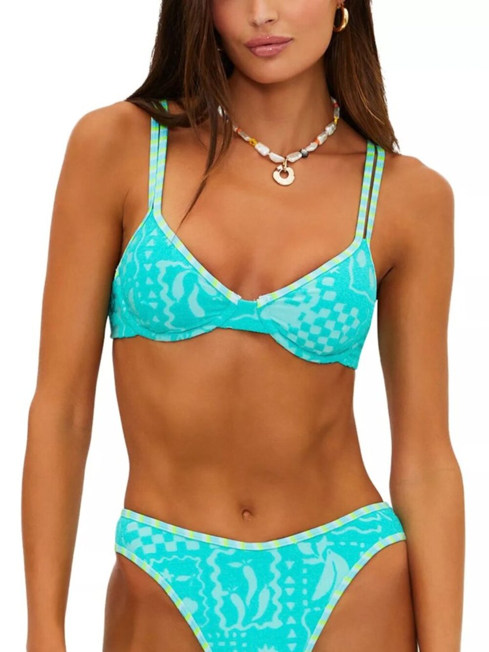 New! Beach Riot Aqua Haze Camilla Bikini Top Medium 34172